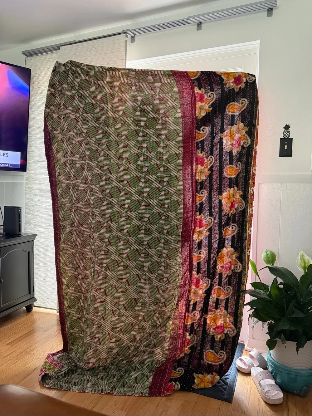 Handsewn reversible Kantha BOHO throw 55x85